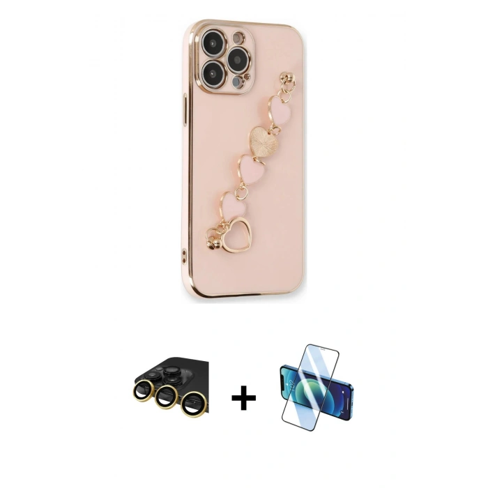 MARSİLYAN™- iPhone 14 Pro Max Kılıf Nova Işık Prime - Siyah 3D Antistatik Cam Ekran Koruyucu + Raze Metal Kamera Lens - GD