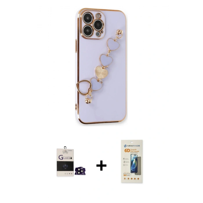 MARSİLYAN™- iPhone 14 Pro Max Kılıf Nova Işık Prime - Siyah 6D Mat Seramik Hayalet Nano Ekran Koruyucu + Bilvis Titan Kamera Lens - SH