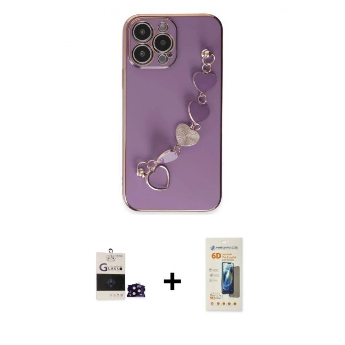 MARSİLYAN™- iPhone 14 Pro Max Kılıf Nova Işık Prime - Siyah 6D Mat Seramik Hayalet Nano Ekran Koruyucu + Bilvis Titan Kamera Lens - SH