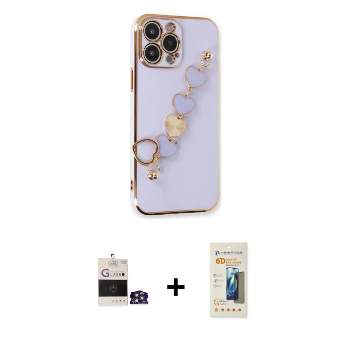 MARSİLYAN™- iPhone 14 Pro Max Kılıf Nova Işık Prime - Siyah 6D Mat Seramik Hayalet Nano Ekran Koruyucu + Bilvis Titan Kamera Lens - GS