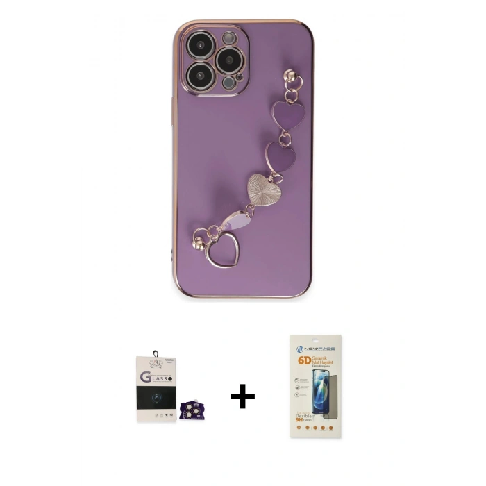 MARSİLYAN™- iPhone 14 Pro Max Kılıf Nova Işık Prime - Siyah 6D Mat Seramik Hayalet Nano Ekran Koruyucu + Bilvis Titan Kamera Lens - GD