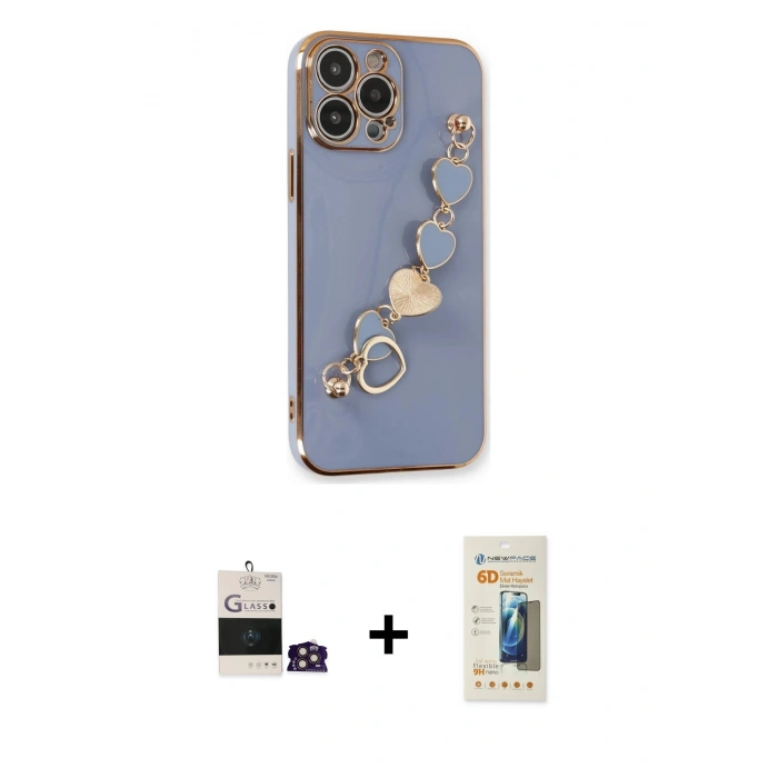 MARSİLYAN™- iPhone 14 Pro Max Kılıf Nova Işık Prime - Siyah 6D Mat Seramik Hayalet Nano Ekran Koruyucu + Bilvis Titan Kamera Lens - GD