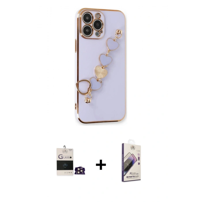 MARSİLYAN™- iPhone 14 Pro Max Kılıf Nova Işık Prime - Siyah Bilvis 3D Mat Cam Ekran Koruyucu + Bilvis Titan Kamera Lens - GD