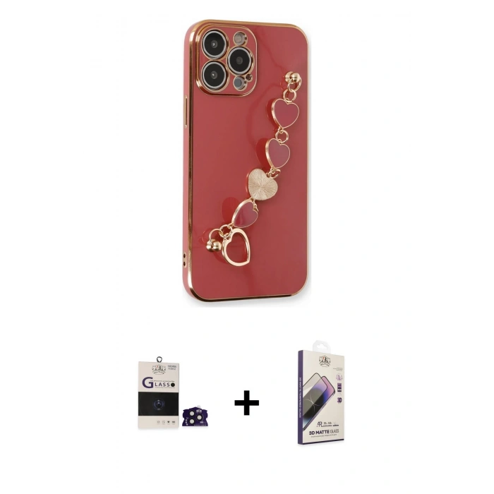 MARSİLYAN™- iPhone 14 Pro Max Kılıf Nova Işık Prime - Siyah Bilvis 3D Mat Cam Ekran Koruyucu + Derin Mor Bilvis Titan Kamera Lens