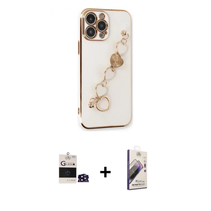 MARSİLYAN™- iPhone 14 Pro Max Kılıf Nova Işık Prime - Siyah Bilvis 3D Mat Cam Ekran Koruyucu + Derin Mor Bilvis Titan Kamera Lens