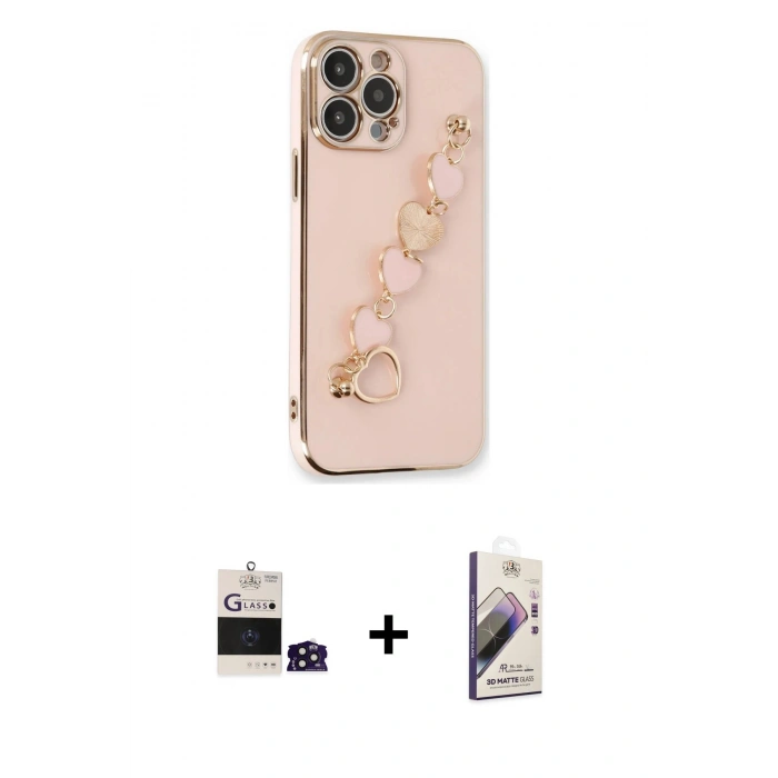 MARSİLYAN™- iPhone 14 Pro Max Kılıf Nova Işık Prime - Siyah Bilvis 3D Mat Cam Ekran Koruyucu + Derin Mor Bilvis Titan Kamera Lens