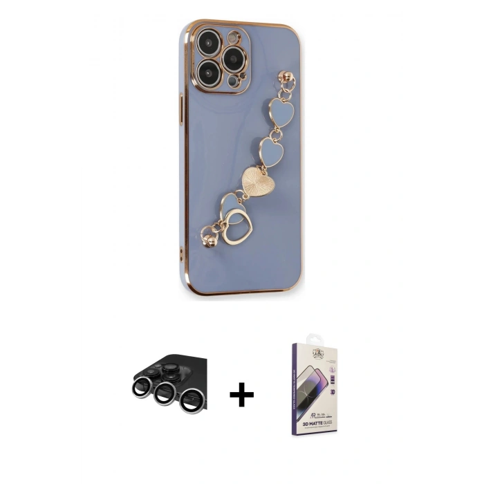 MARSİLYAN™- iPhone 14 Pro Max Kılıf Nova Işık Prime - Siyah Bilvis 3D Mat Cam Ekran Koruyucu + Raze Metal Kamera Lens - GS