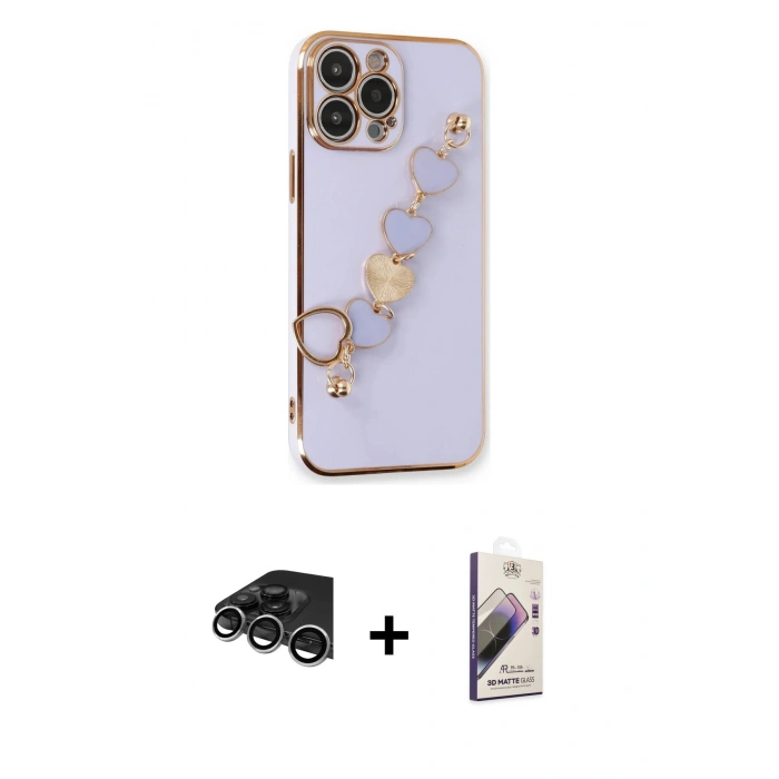 MARSİLYAN™- iPhone 14 Pro Max Kılıf Nova Işık Prime - Siyah Bilvis 3D Mat Cam Ekran Koruyucu + Raze Metal Kamera Lens - GS