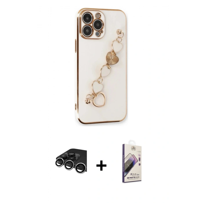MARSİLYAN™- iPhone 14 Pro Max Kılıf Nova Işık Prime - Siyah Bilvis 3D Mat Cam Ekran Koruyucu + Raze Metal Kamera Lens - GS