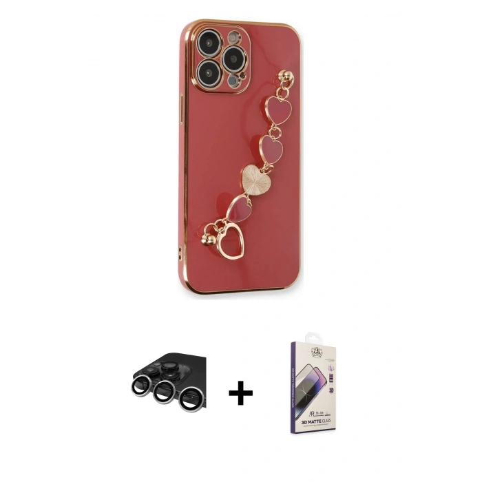 MARSİLYAN™- iPhone 14 Pro Max Kılıf Nova Işık Prime - Siyah Bilvis 3D Mat Cam Ekran Koruyucu + Raze Metal Kamera Lens - GS
