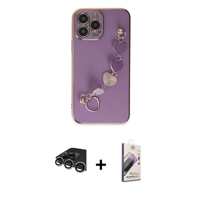 MARSİLYAN™- iPhone 14 Pro Max Kılıf Nova Işık Prime - Siyah Bilvis 3D Mat Cam Ekran Koruyucu + Raze Metal Kamera Lens - GS