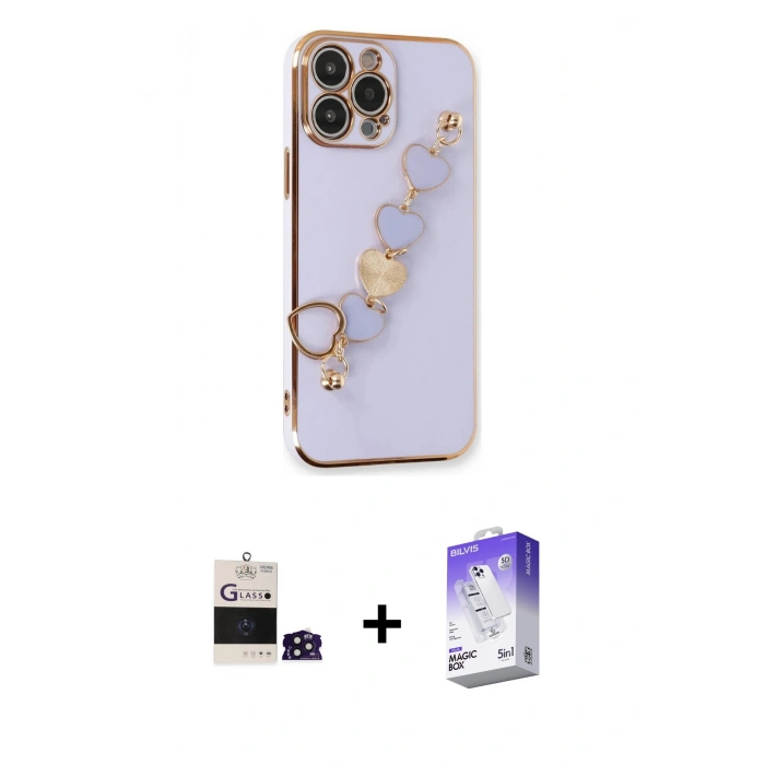 MARSİLYAN™- iPhone 14 Pro Max Kılıf Nova Işık Prime - Siyah Bilvis 5in1 3D Magic Cam Ekran Koruyucu + Bilvis Titan Kamera Lens - DNMR