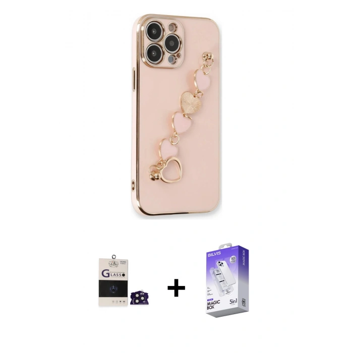 MARSİLYAN™- iPhone 14 Pro Max Kılıf Nova Işık Prime - Siyah Bilvis 5in1 3D Magic Cam Ekran Koruyucu + Bilvis Titan Kamera Lens - DNMR