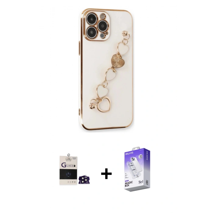 MARSİLYAN™- iPhone 14 Pro Max Kılıf Nova Işık Prime - Siyah Bilvis 5in1 3D Magic Cam Ekran Koruyucu + Bilvis Titan Kamera Lens - DNMR