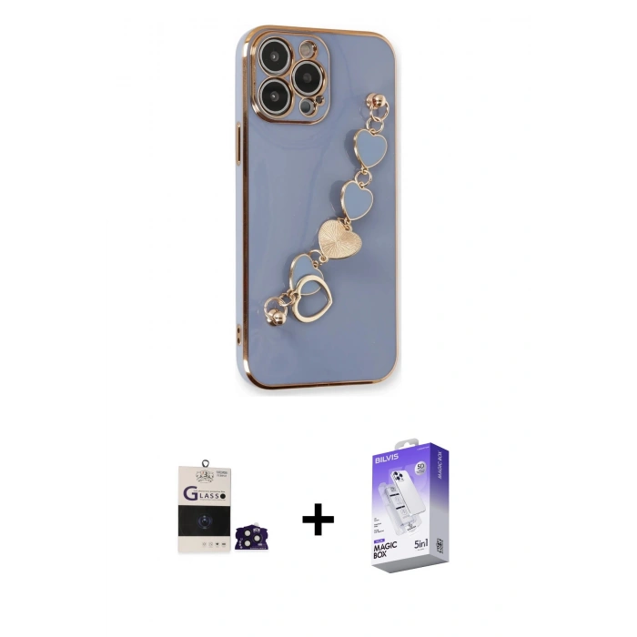 MARSİLYAN™- iPhone 14 Pro Max Kılıf Nova Işık Prime - Siyah Bilvis 5in1 3D Magic Cam Ekran Koruyucu + Bilvis Titan Kamera Lens - DNMR