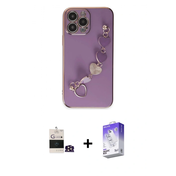 MARSİLYAN™- iPhone 14 Pro Max Kılıf Nova Işık Prime - Siyah Bilvis 5in1 3D Magic Cam Ekran Koruyucu + Bilvis Titan Kamera Lens - GD