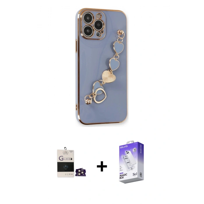 MARSİLYAN™- iPhone 14 Pro Max Kılıf Nova Işık Prime - Siyah Bilvis 5in1 3D Magic Cam Ekran Koruyucu + Bilvis Titan Kamera Lens - GD