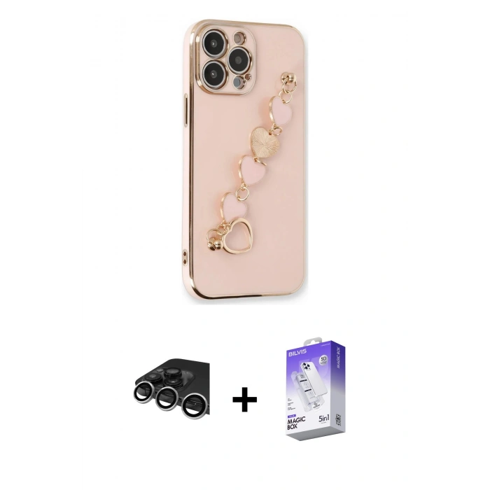 MARSİLYAN™- iPhone 14 Pro Max Kılıf Nova Işık Prime - Siyah Bilvis 5in1 3D Magic Cam Ekran Koruyucu + Raze Metal Kamera Lens - GS