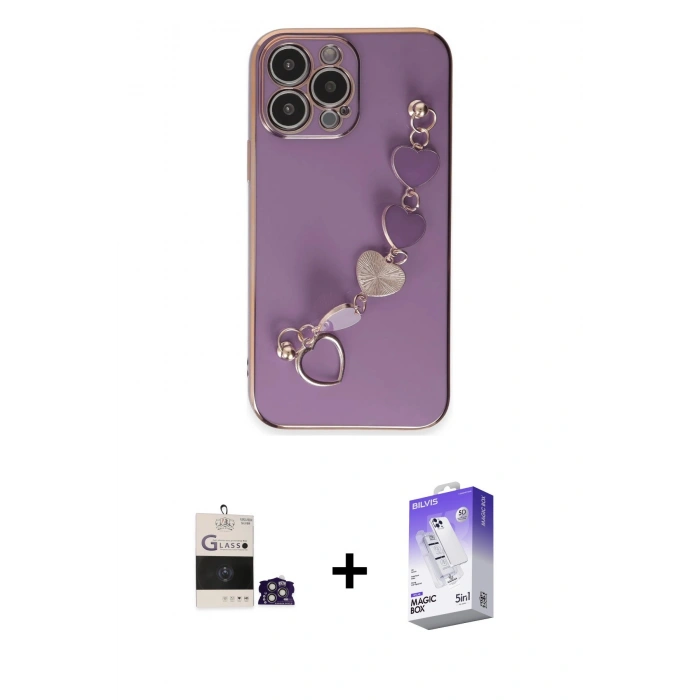 MARSİLYAN™- iPhone 14 Pro Max Kılıf Nova Işık Prime - Siyah Bilvis 5in1 3D Magic Cam Ekran Koruyucu + Gümüş Bilvis Titan Kamera Lens