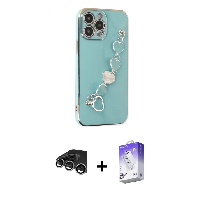 MARSİLYAN™- iPhone 14 Pro Max Kılıf Nova Işık Prime - Siyah Bilvis 5in1 3D Magic Cam Ekran Koruyucu + Raze Metal Kamera Lens - GS