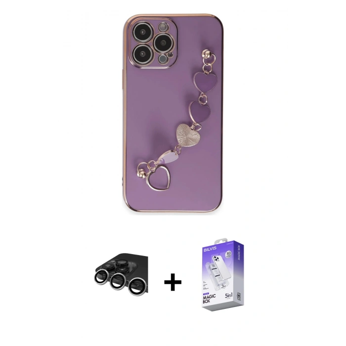 MARSİLYAN™- iPhone 14 Pro Max Kılıf Nova Işık Prime - Siyah Bilvis 5in1 3D Magic Cam Ekran Koruyucu + Raze Metal Kamera Lens - GS