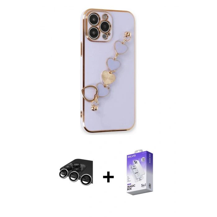 MARSİLYAN™- iPhone 14 Pro Max Kılıf Nova Işık Prime - Siyah Bilvis 5in1 3D Magic Cam Ekran Koruyucu + Raze Metal Kamera Lens - GS