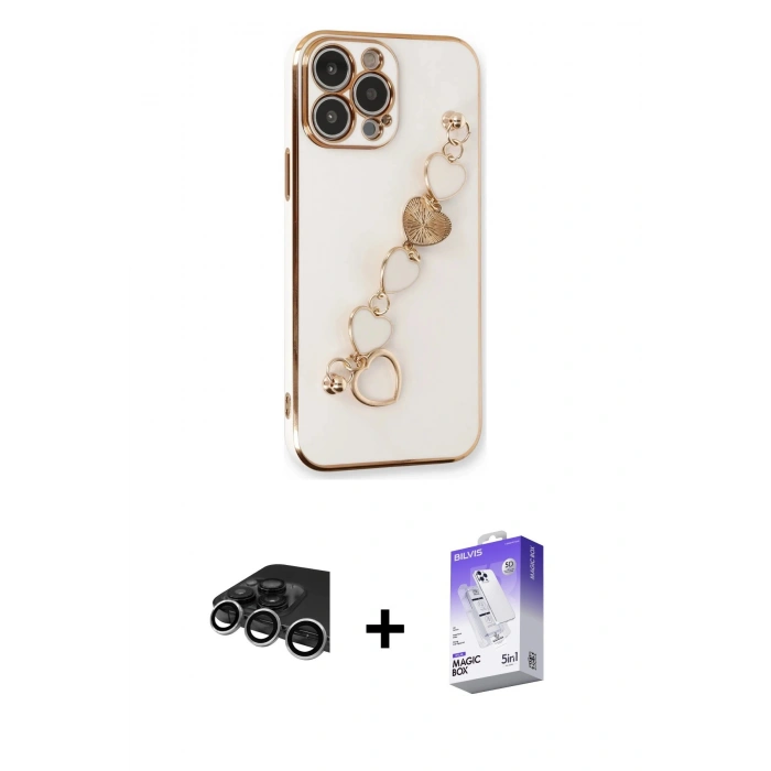 MARSİLYAN™- iPhone 14 Pro Max Kılıf Nova Işık Prime - Siyah Bilvis 5in1 3D Magic Cam Ekran Koruyucu + Raze Metal Kamera Lens - GS