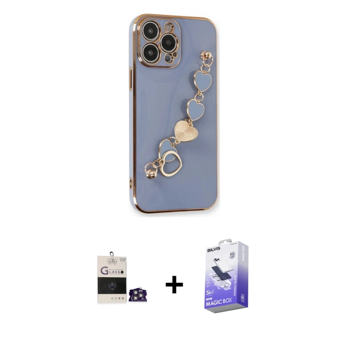 MARSİLYAN™- iPhone 14 Pro Max Kılıf Nova Işık Prime - Siyah Bilvis 5in1 5D Magic Hayalet Cam Ekran Koruyucu + Bilvis Titan Kamera Lens - GS