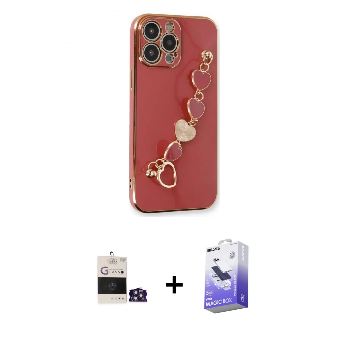 MARSİLYAN™- iPhone 14 Pro Max Kılıf Nova Işık Prime - Siyah Bilvis 5in1 5D Magic Hayalet Cam Ekran Koruyucu + Bilvis Titan Kamera Lens - GS