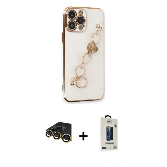 MARSİLYAN™- iPhone 14 Pro Max Kılıf Nova Işık Prime - Siyah Bilvis Hayalet Cam Ekran Koruyucu + Raze Metal Kamera Lens - GD