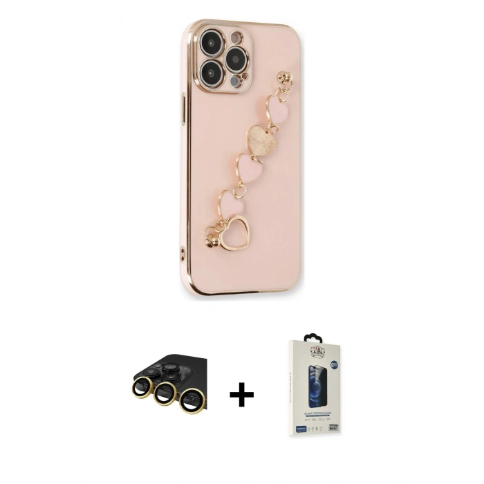 MARSİLYAN™- iPhone 14 Pro Max Kılıf Nova Işık Prime - Siyah Bilvis Hayalet Cam Ekran Koruyucu + Raze Metal Kamera Lens - GD