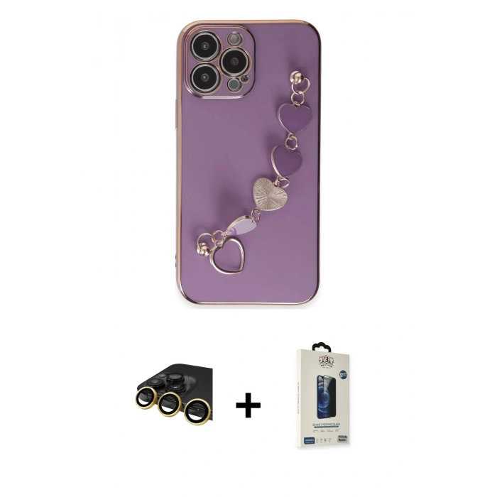 MARSİLYAN™- iPhone 14 Pro Max Kılıf Nova Işık Prime - Siyah Bilvis Hayalet Cam Ekran Koruyucu + Raze Metal Kamera Lens - GD