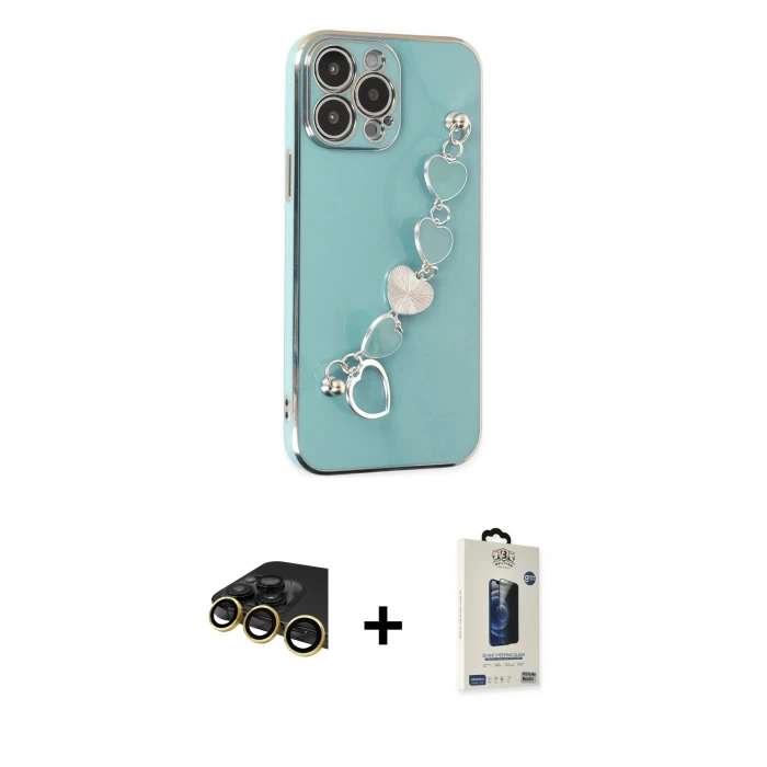 MARSİLYAN™- iPhone 14 Pro Max Kılıf Nova Işık Prime - Siyah Bilvis Hayalet Cam Ekran Koruyucu + Raze Metal Kamera Lens - GD