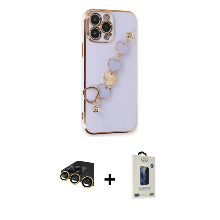 MARSİLYAN™- iPhone 14 Pro Max Kılıf Nova Işık Prime - Siyah Bilvis Hayalet Cam Ekran Koruyucu + Raze Metal Kamera Lens - GD