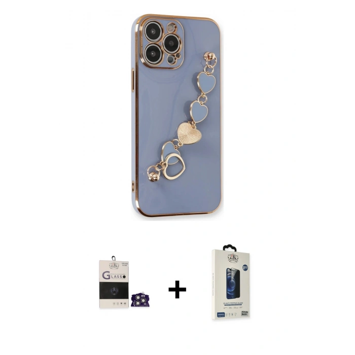 MARSİLYAN™- iPhone 14 Pro Max Kılıf Nova Işık Prime - Siyah Bilvis Hayalet Cam Ekran Koruyucu + Gümüş Bilvis Titan Kamera Lens