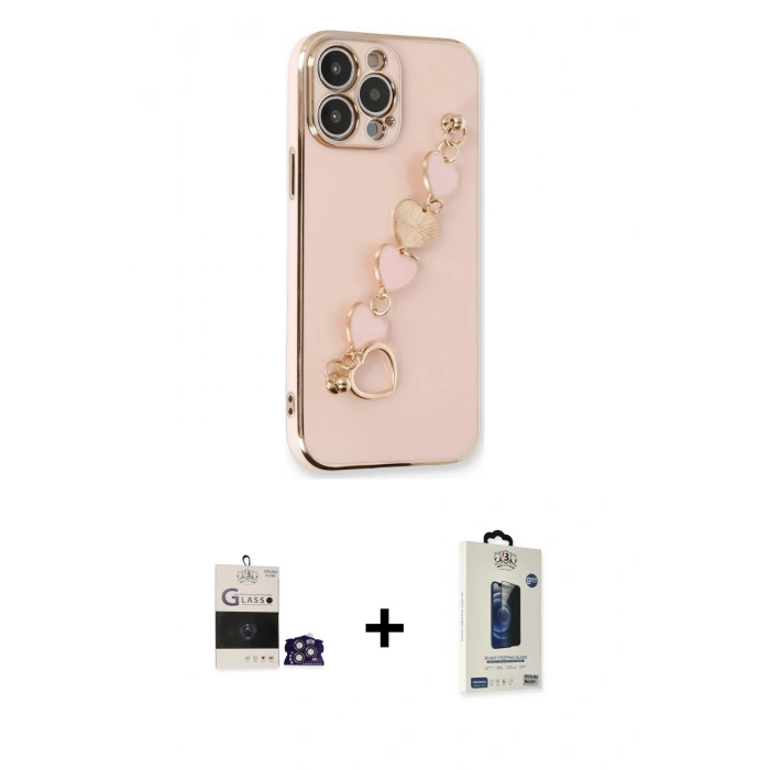 MARSİLYAN™- iPhone 14 Pro Max Kılıf Nova Işık Prime - Siyah Bilvis Hayalet Cam Ekran Koruyucu + Gümüş Bilvis Titan Kamera Lens