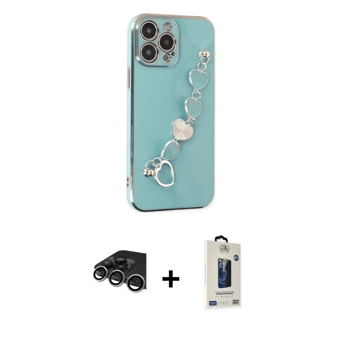 MARSİLYAN™- iPhone 14 Pro Max Kılıf Nova Işık Prime - Siyah Bilvis Hayalet Cam Ekran Koruyucu + Raze Metal Kamera Lens - GS