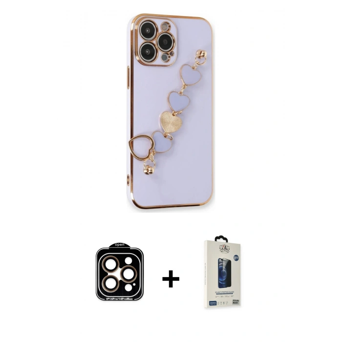 MARSİLYAN™- iPhone 14 Pro Max Kılıf Nova Işık Prime - Siyah Bilvis Hayalet Cam Ekran Koruyucu + PVD Metal Kamera Lens - TU