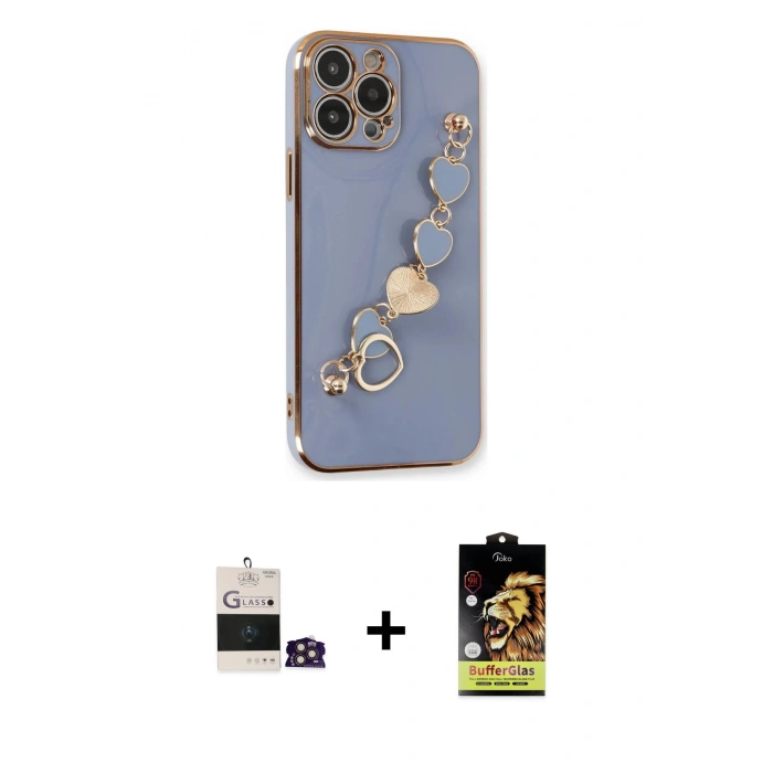 MARSİLYAN™- iPhone 14 Pro Max Kılıf Nova Işık Prime - Siyah Buffer Cam Ekran Koruyucu + Bilvis Titan Kamera Lens - GD
