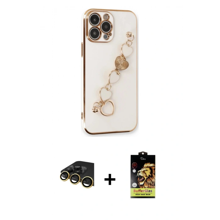 MARSİLYAN™- iPhone 14 Pro Max Kılıf Nova Işık Prime - Siyah Buffer Cam Ekran Koruyucu + Raze Metal Kamera Lens - GD