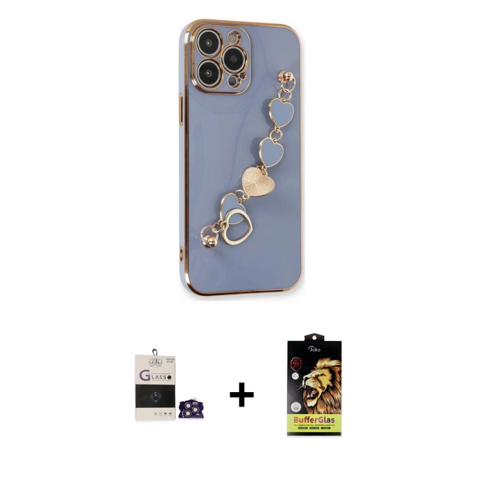 MARSİLYAN™- iPhone 14 Pro Max Kılıf Nova Işık Prime - Siyah Buffer Cam Ekran Koruyucu + Gümüş Bilvis Titan Kamera Lens
