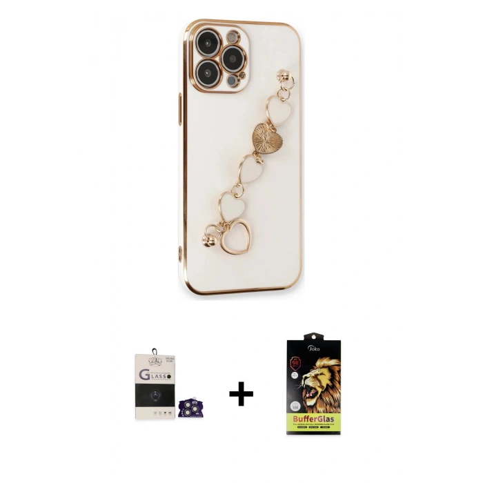 MARSİLYAN™- iPhone 14 Pro Max Kılıf Nova Işık Prime - Siyah Buffer Cam Ekran Koruyucu + Gümüş Bilvis Titan Kamera Lens