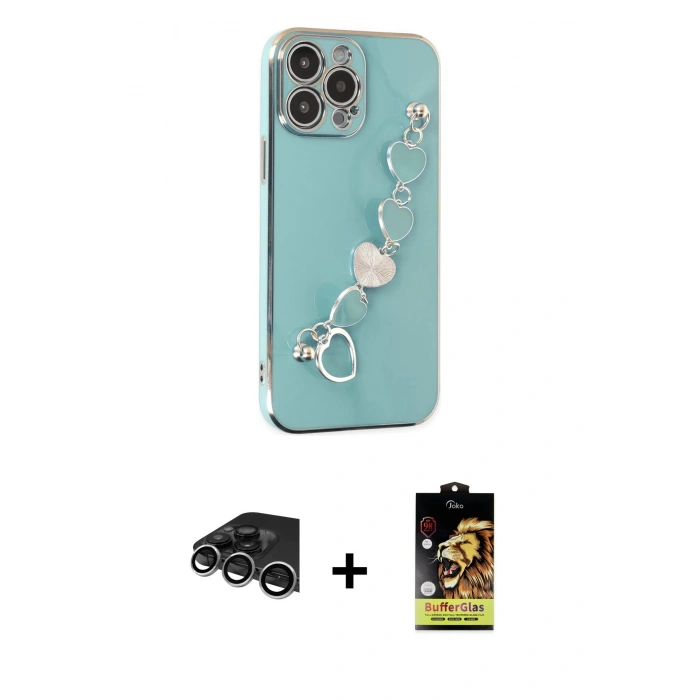 MARSİLYAN™- iPhone 14 Pro Max Kılıf Nova Işık Prime - Siyah Buffer Cam Ekran Koruyucu + Raze Metal Kamera Lens - GS