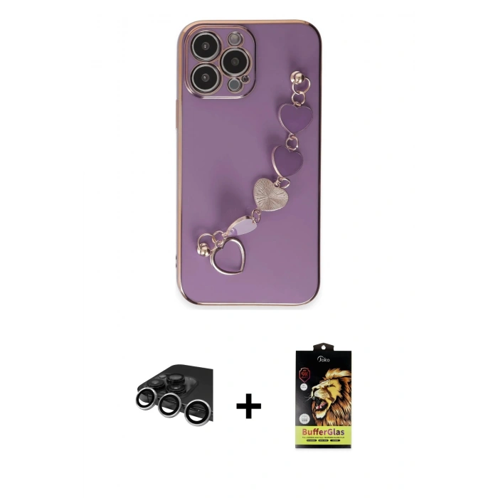 MARSİLYAN™- iPhone 14 Pro Max Kılıf Nova Işık Prime - Siyah Buffer Cam Ekran Koruyucu + Raze Metal Kamera Lens - GS