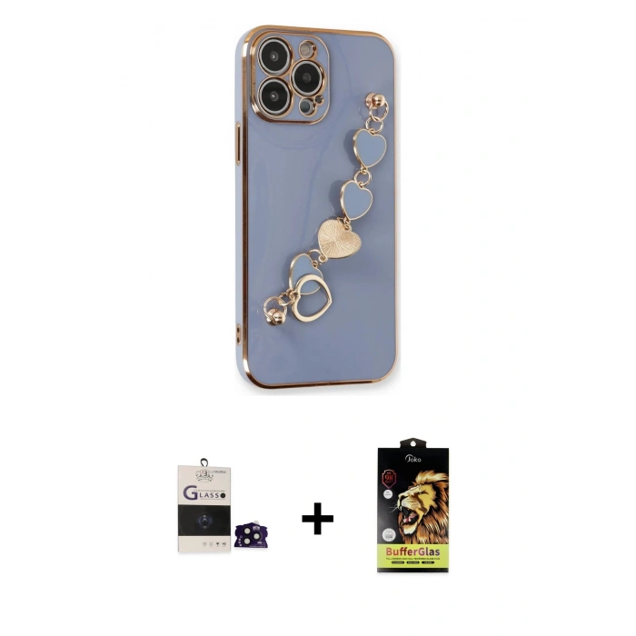 MARSİLYAN™- iPhone 14 Pro Max Kılıf Nova Işık Prime - Siyah Buffer Cam Ekran Koruyucu + Siyah Bilvis Titan Kamera Lens