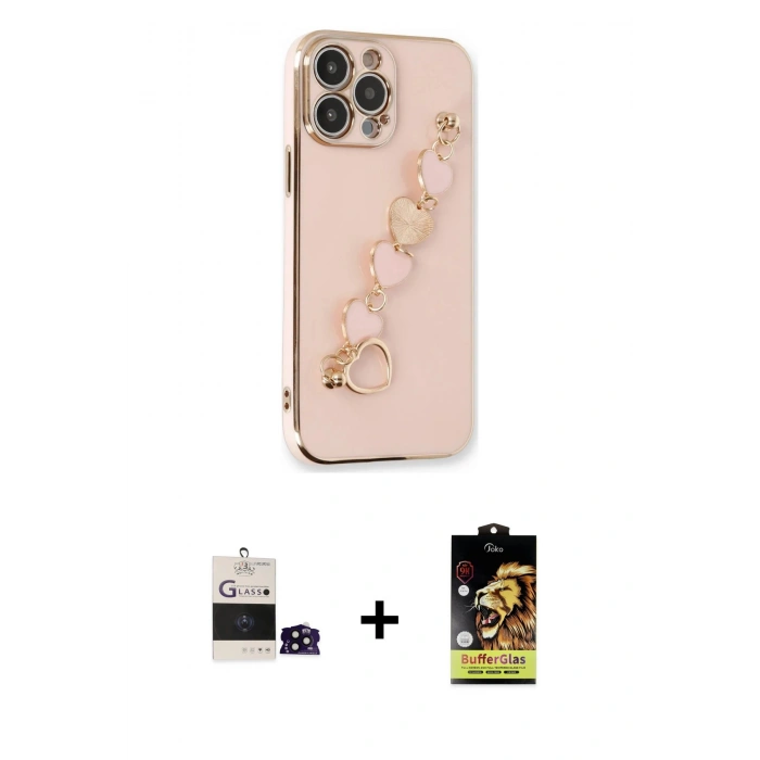 MARSİLYAN™- iPhone 14 Pro Max Kılıf Nova Işık Prime - Siyah Buffer Cam Ekran Koruyucu + Siyah Bilvis Titan Kamera Lens