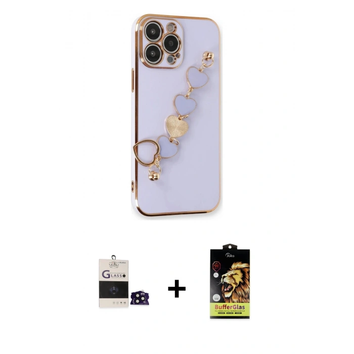 MARSİLYAN™- iPhone 14 Pro Max Kılıf Nova Işık Prime - Siyah Buffer Cam Ekran Koruyucu + Siyah Bilvis Titan Kamera Lens