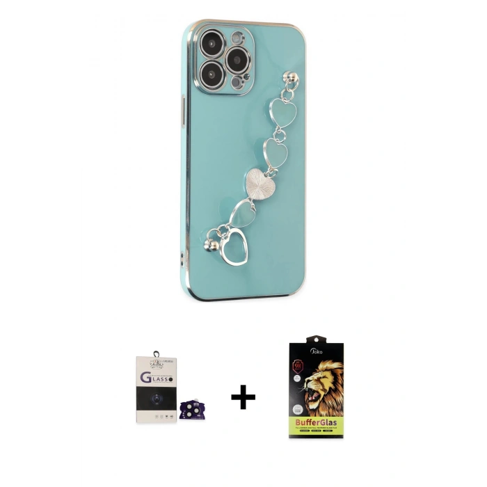 MARSİLYAN™- iPhone 14 Pro Max Kılıf Nova Işık Prime - Siyah Buffer Cam Ekran Koruyucu + Siyah Bilvis Titan Kamera Lens