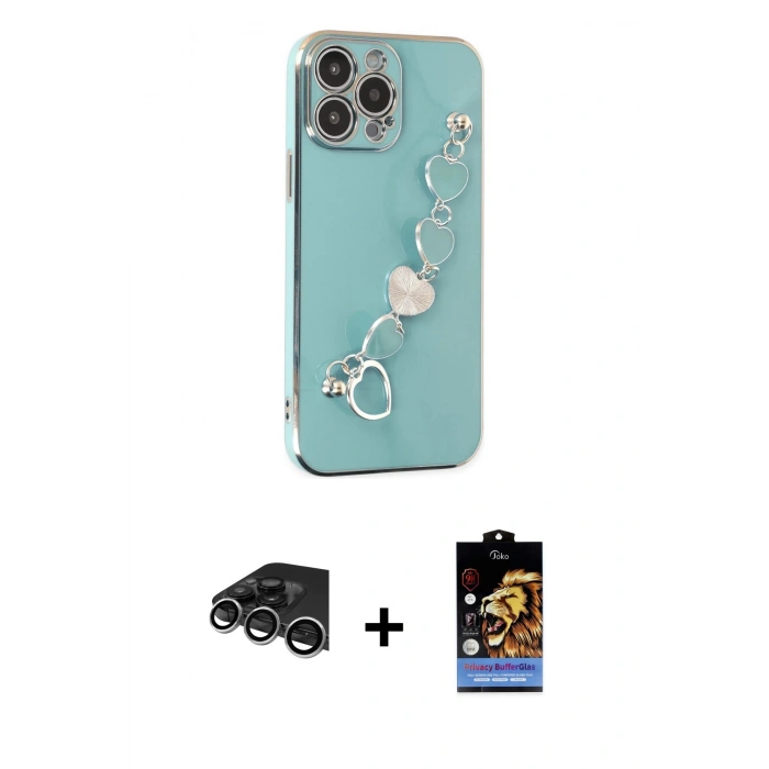 MARSİLYAN™- iPhone 14 Pro Max Kılıf Nova Işık Prime - Siyah Buffer Hayalet Cam Ekran Koruyucu + Raze Metal Kamera Lens - GS