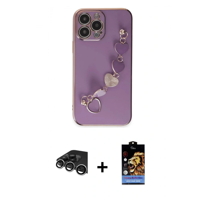 MARSİLYAN™- iPhone 14 Pro Max Kılıf Nova Işık Prime - Siyah Buffer Hayalet Cam Ekran Koruyucu + Raze Metal Kamera Lens - GS